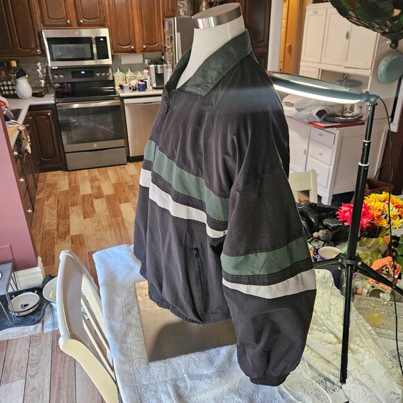 Vintage Pierre Cardin Black Green Windbreaker Jacket SIZE XL - Picture 4 of 8
